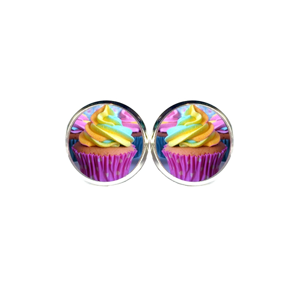 Rainbow Cupcake Earrings - Foods, Sweets